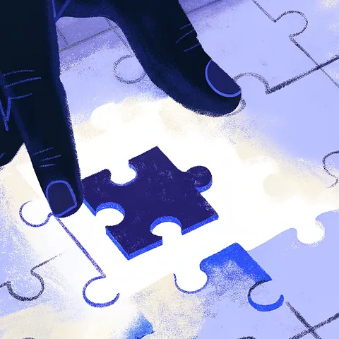 An illustration of a marketing strategy being pieced together