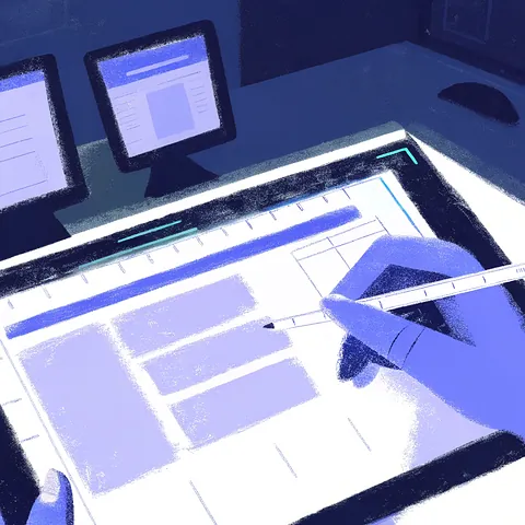An illustration of a website being designed on a tablet