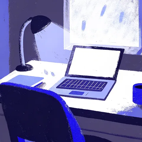 An illustration of working together remotely